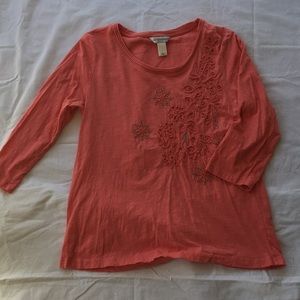 Large Christopher Banks 3/4 Sleeve Coral Tee